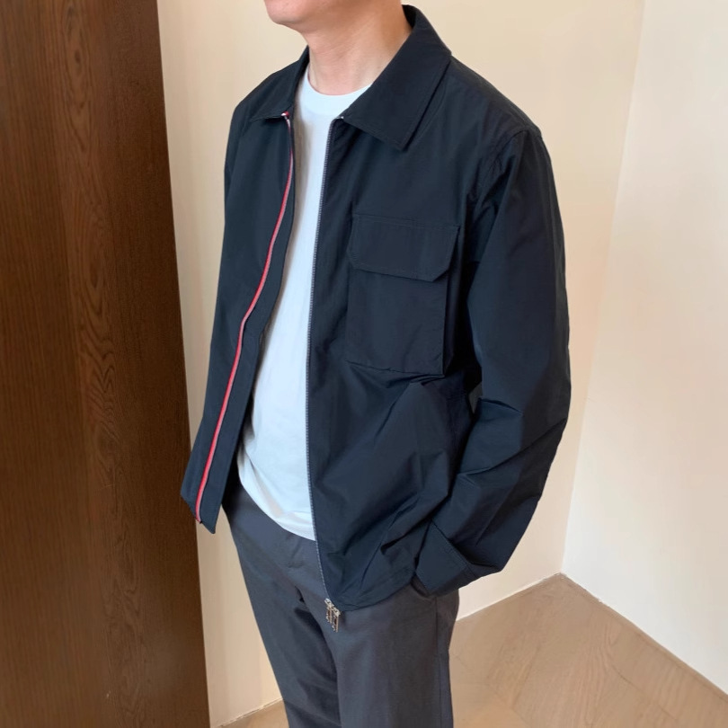 Family Benefits Lightweight Nylon Fabric Double-Ended Zipper Stereo Flip Shirt Jacket for Men