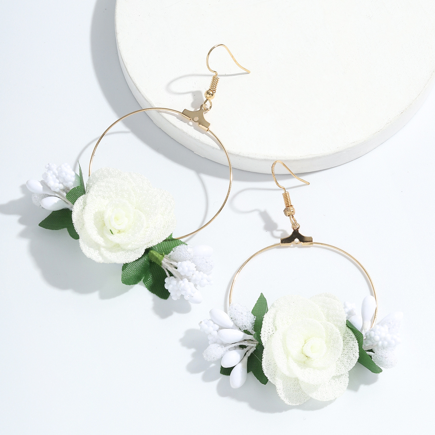7g Weight Alloy Ear Needle Material Drop Earrings Classification Anniversary, Business, Travel, Birthday, Festival Occasion Alloy, Gauze Material Flower Pattern Women'S Gender Ethnic Style Style White, Pink, Purple, Red, Blue Color Ethnic Style Flower Alloy Gauze Drop Earrings 14