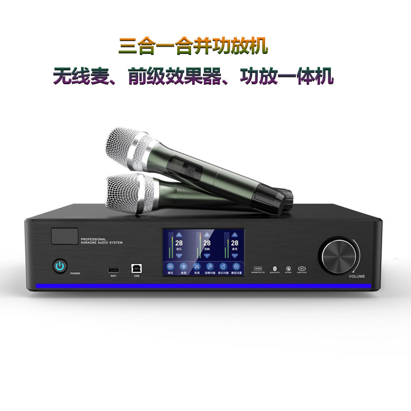 Home 2,0 home theater karaoke traje de audio con micrófono inalámbrico amplificador de efecto de nivel frontal Villa altavoz