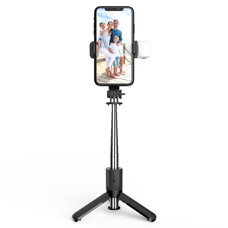 Mini selfie stick treppiede dispositivo portatile estensibile con stabilizzatore d'immagine Bluetooth supporto per telefono con fotocamera_voghion.com