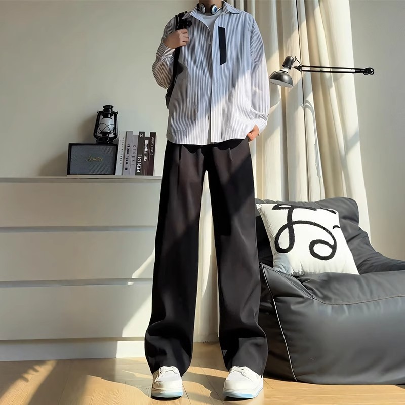 Margiela Ice Silk Scimitar Suit Pants Men's Summer Draped Sense High Sense cleanfit Straight Micro Suit Pants