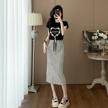 2025超火减龄独特绝美套装裙休闲时尚气质短袖半身裙子两件套女夏