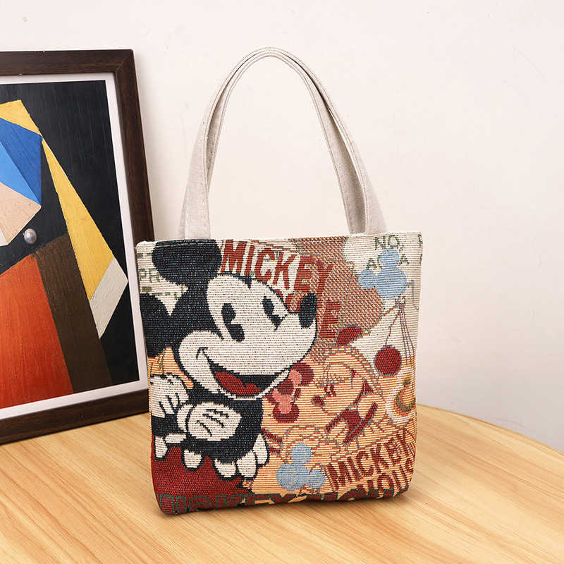 新しい小さな両面パターン漫画ハンドバッグママハンドバッグジャカード刺繍ミッキー KT 猫小さなバッグ|undefined