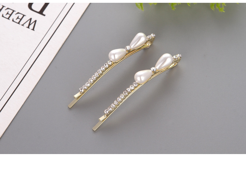 Fashion Bow Knot Alloy Artificial Rhinestones Artificial Pearls Hair Clip 1 Piece display picture 2