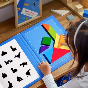 จิกซอว์แม่เหล็ก Tangram ของเล่นฝึกสมองสำหรับเด็ก ชุดตัวต่อสามมิติ ปริศนาประกอบสำหรับนักเรียนประถมศึกษาปีที่ 1