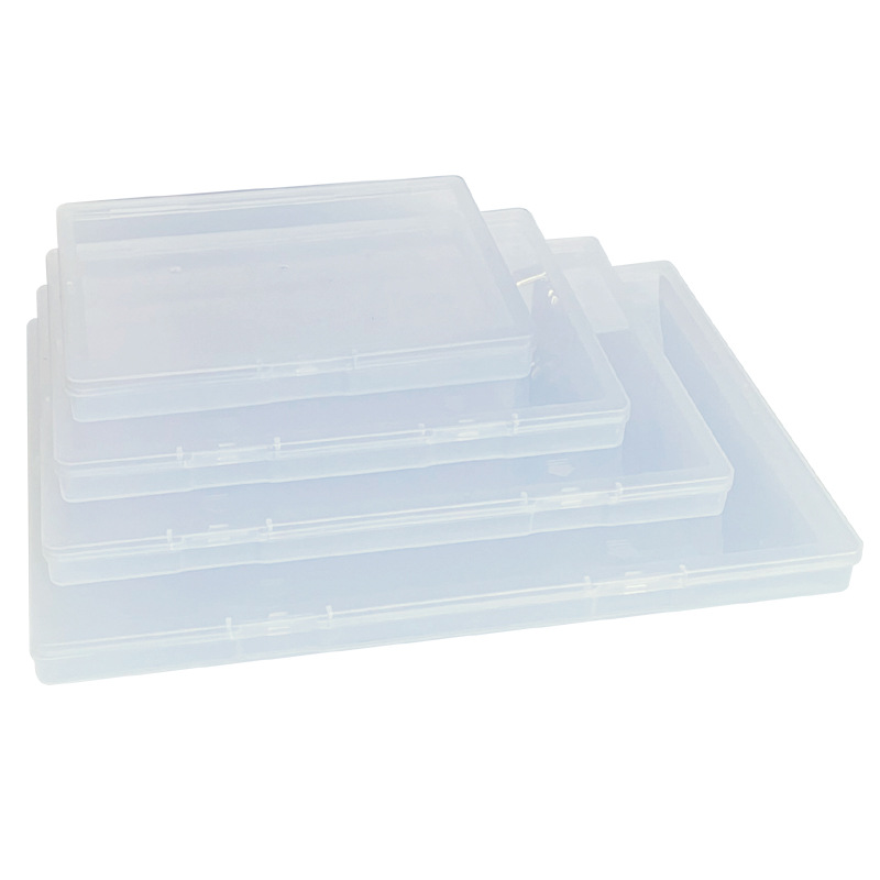 Caja plana rectangular transfronteriza caja vacía de plástico transparente accesorios de papelería hardware caja de embalaje de plástico fábrica en stock al por mayor