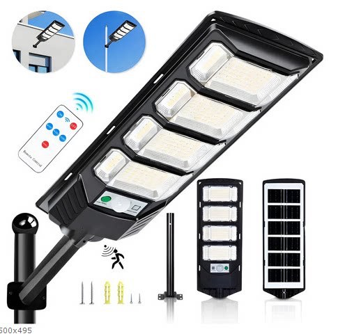 Transfronterizo nueva lámpara solar al aire libre iluminación de carretera de patio luminoso tres lados control remoto de inducción humana
