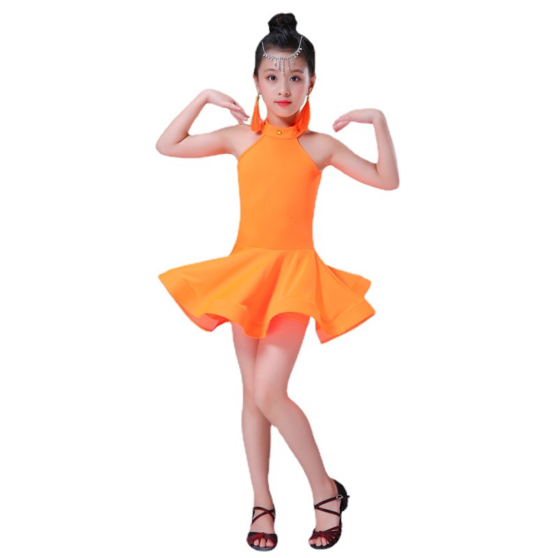 Nuevo vestido de baile latino para niños ropa de rendimiento ropa de práctica de baile para niñas de verano ropa de competencia de clasificación de baile latino para niños