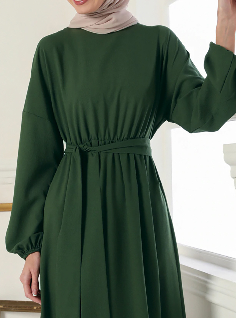 2021 Middle Eastern Women's Bat Sleeve Abaya Long Dress Muslim Arab Clothing Elegant_ecoleips.com