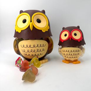 Cartoon Plastic Jar Owl Jar Jelly Biscuit Candy Jar Snack Jar Small Steamed Bun Jar