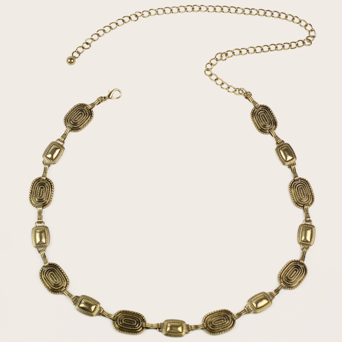 2021年新款古銅色幾何複古腰鏈女士爆款跨境金屬優雅經典廠家直銷