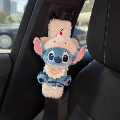 Cute Stitch car seatbelt shoulder: Seat belt shoulder pad - white-shoulder-pads-afternoon-tea