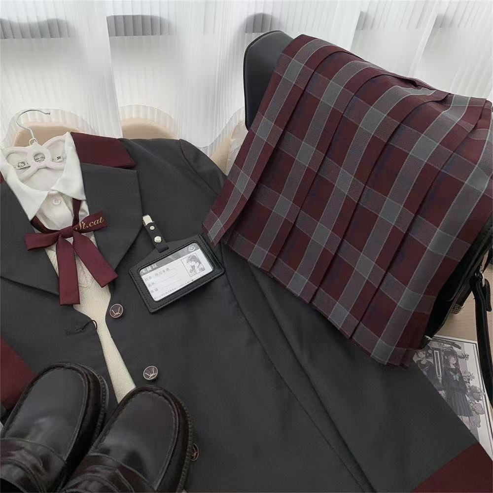[붉은 콩 얼음] 새로운 주름 치마 높은 허리 슬림 스커트 복고풍 격자 무늬 원단 의류 원단 스커트