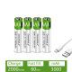 DaweikalaUSB AAA rechargeable battery 1.5V 3000 mA remote control mouse lithium ion battery electric