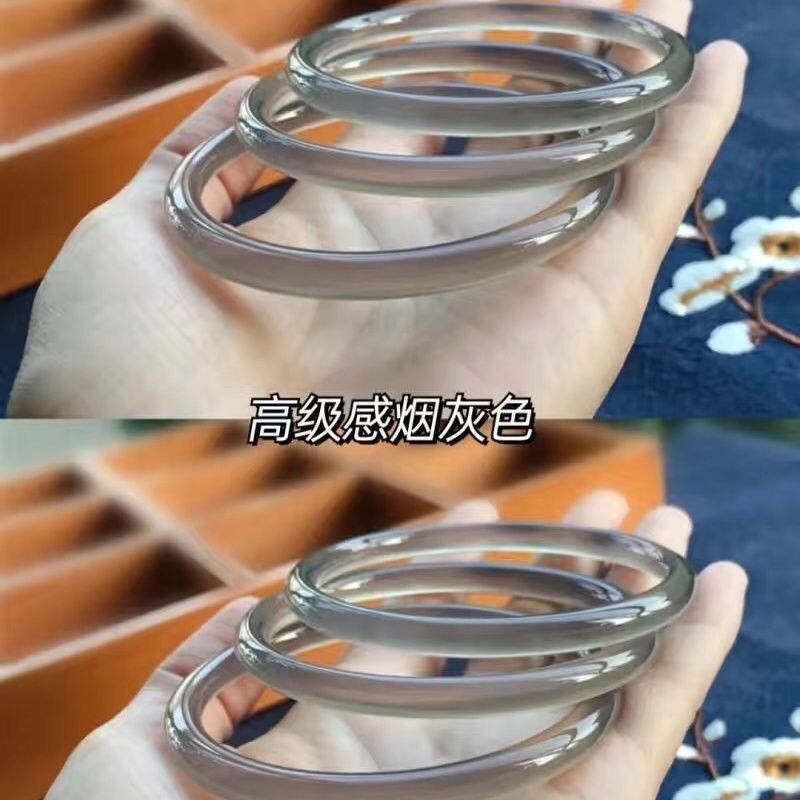 high-grade smoky gray haze blue glass imitation jade bracelet step by step ringing bell bracelet female girlfriends bracelet delicate simple bracelet generation hair