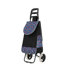 厂家定制便携式粗手柄 二轮行李车 多用 塑料扣板拉杆折叠购物车