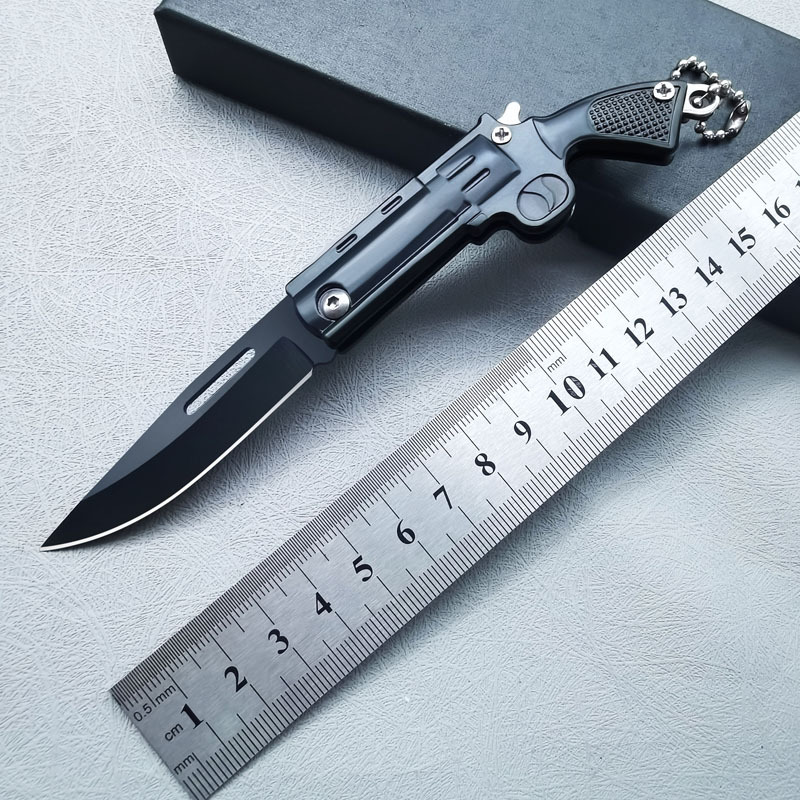 AK创意折刀手枪款不锈钢折叠小刀迷你不锈钢小刀便携折叠水果刀