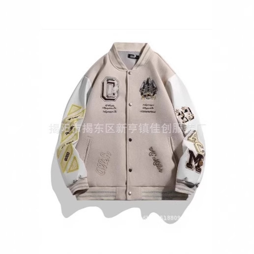 Fashion Japanese-Style Cross-Border Men's Embroidered Bomber Jacket Hip-Hop Letter Patch Leather Baseball Jacket