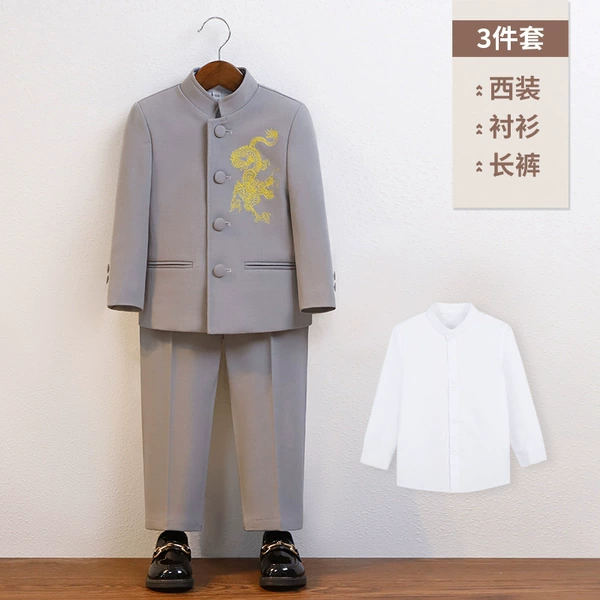 Set, shirt, jacket, trousers, with embroidery, 3 piece set