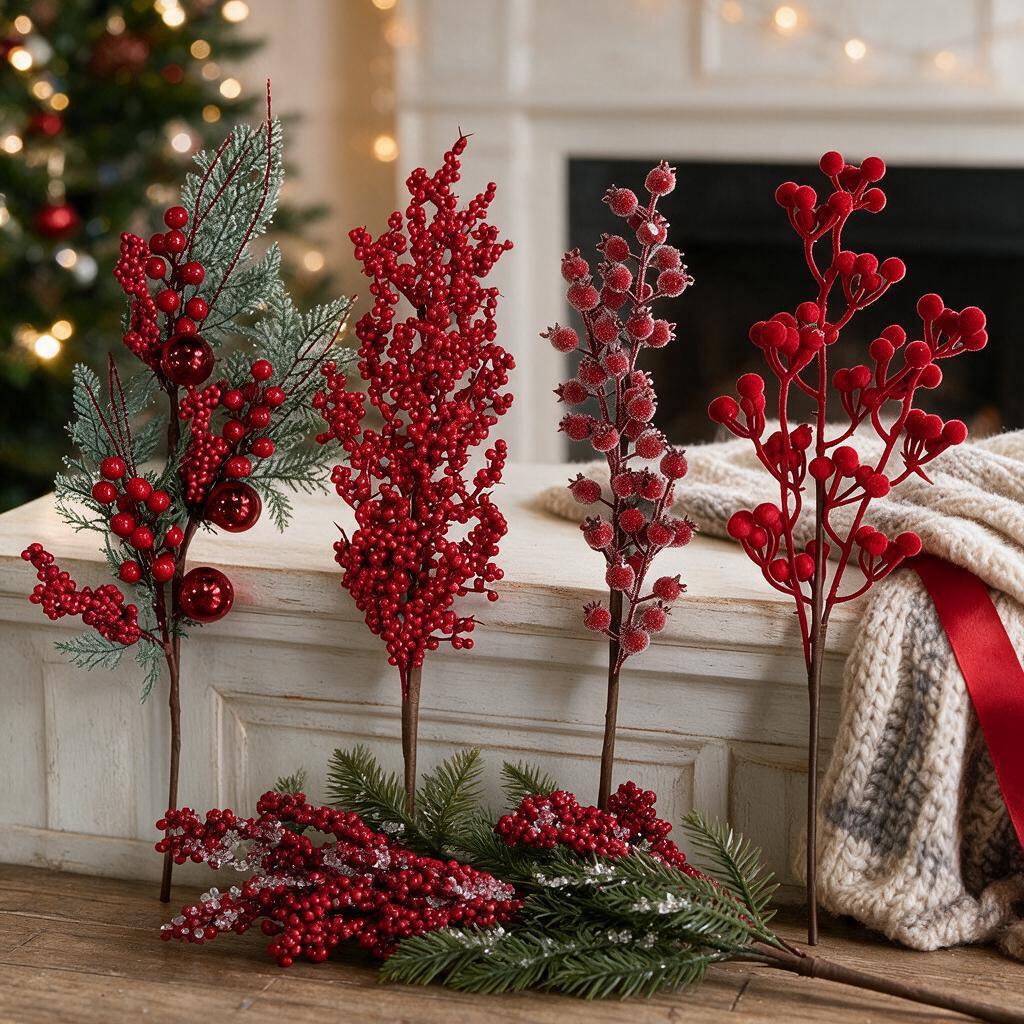 Cross-border Christmas decoration berry flower arrangement living room table decoration holly fortune fruit fake flower party atmosphere decoration