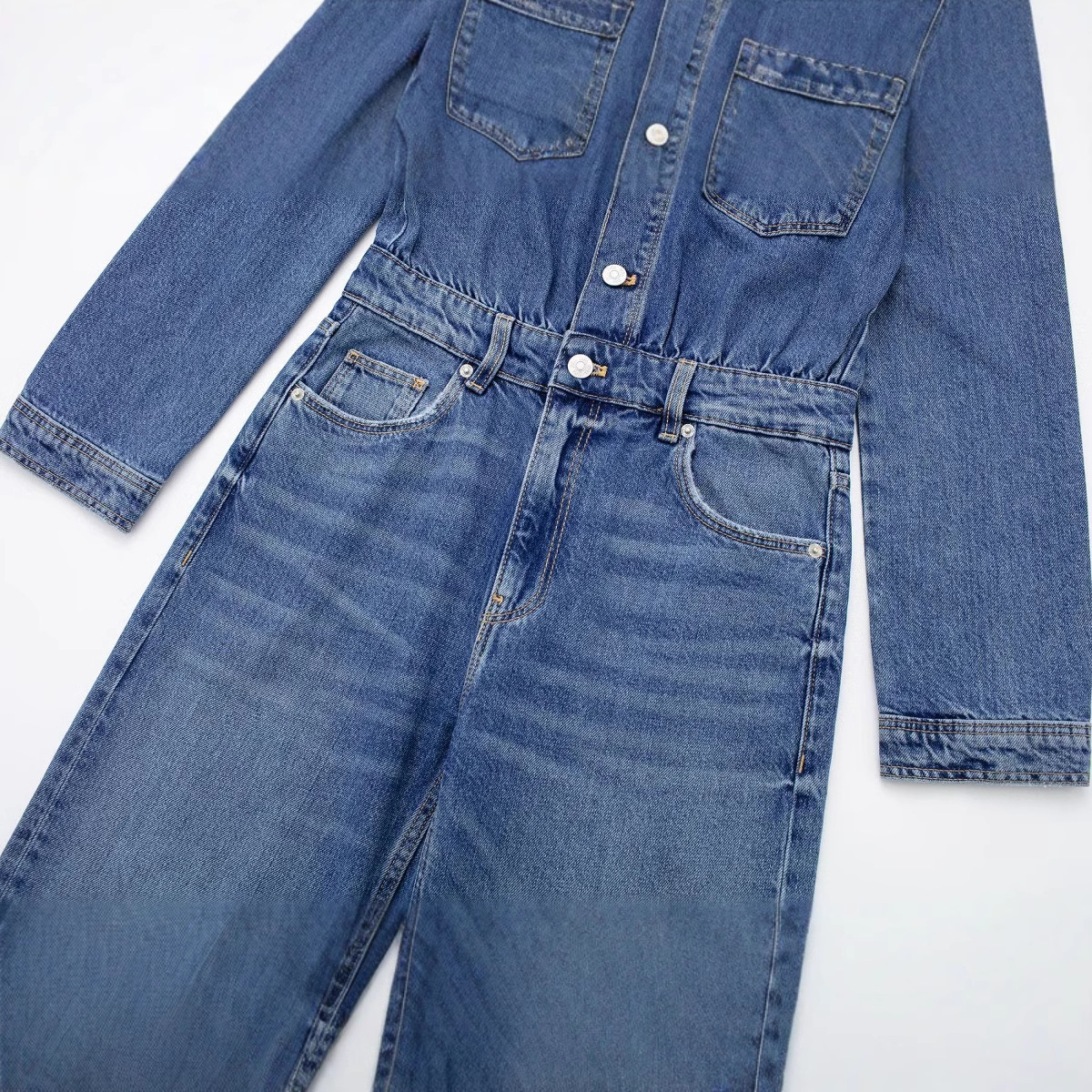 Primavera 2023 nuevo estilo de la calle de las mujeres de moda de la calle moda casual recta Denim mono