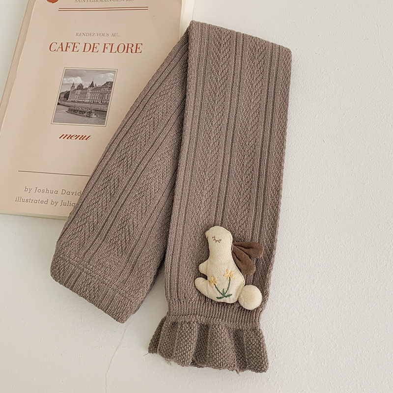 Pantalones para niños de algodón con volantes y pompón de conejo – moda primavera-otoño, para uso exterior.