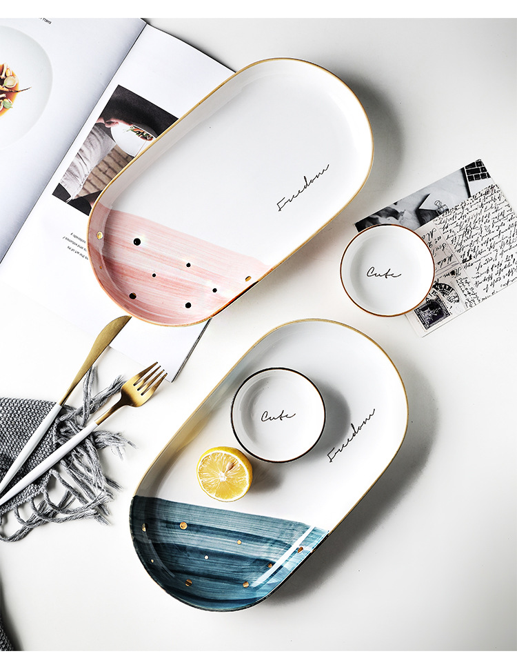 碗碟套装北欧创意个性家用轻奢陶瓷碗筷碗盘精致网红餐