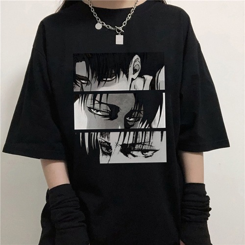 New Arrival Attack on Titan Japanese Anime Women's T-Shirt, Summer Style, Harajuku Loose Gothic Design with Round Neck