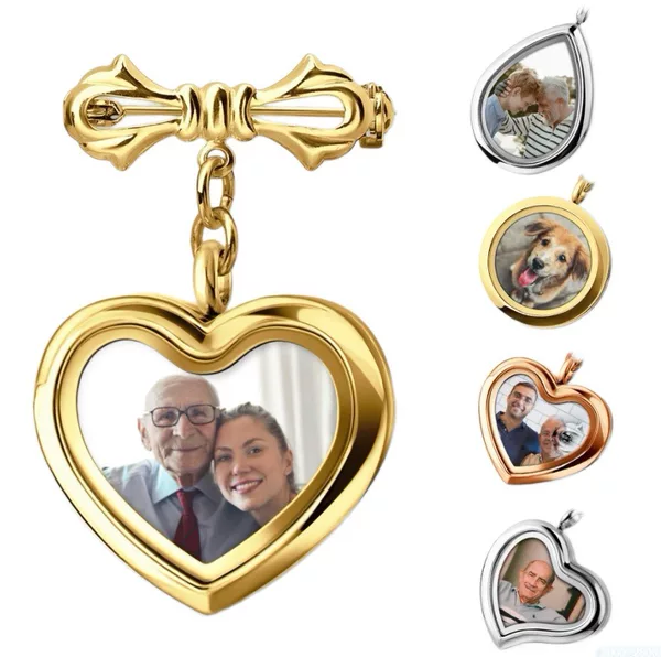 Heart-shaped photo frame pendant with diamonds, water drop pet memorial pendant, keychain, DIY accessory, pet photo frame