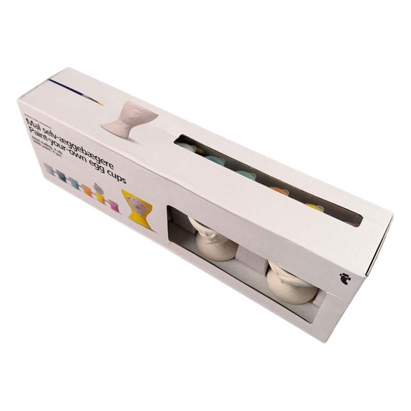 Conjunto de Pascua 4 taza de huevo de cerámica para colorear juguete blanco en blanco DIY rompecabezas de acrílico para colorear graffiti bandeja de huevo