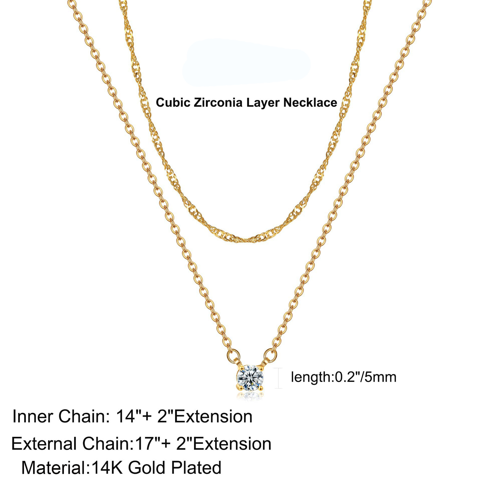 Mode Géométrique Acier Inoxydable Acier Au Titane Incruster Zircon Collier En Couches display picture 1