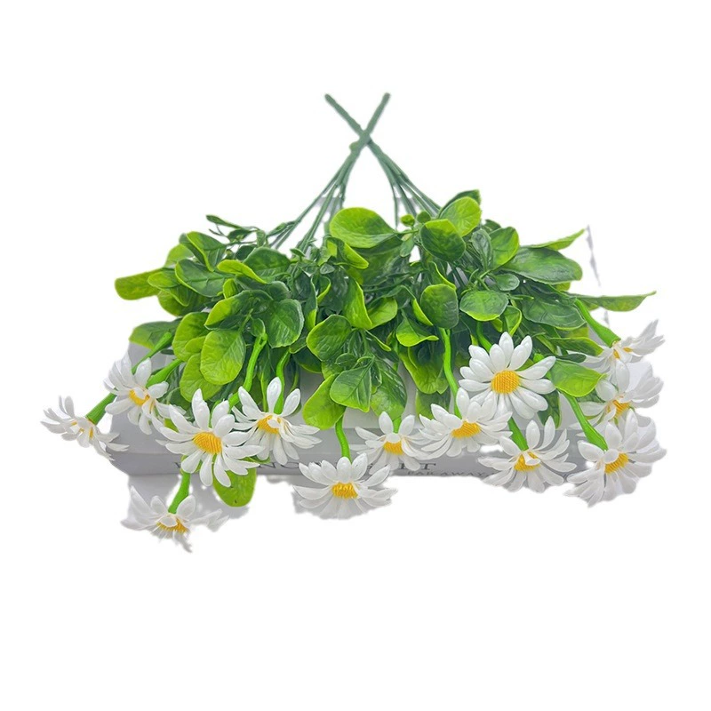 Новое искусственное ромашковое маленькое букетик ромашка искусственные цветы на пластиковой основе для улицы балкона гостиной украшение обеденного стола цветочная композиция