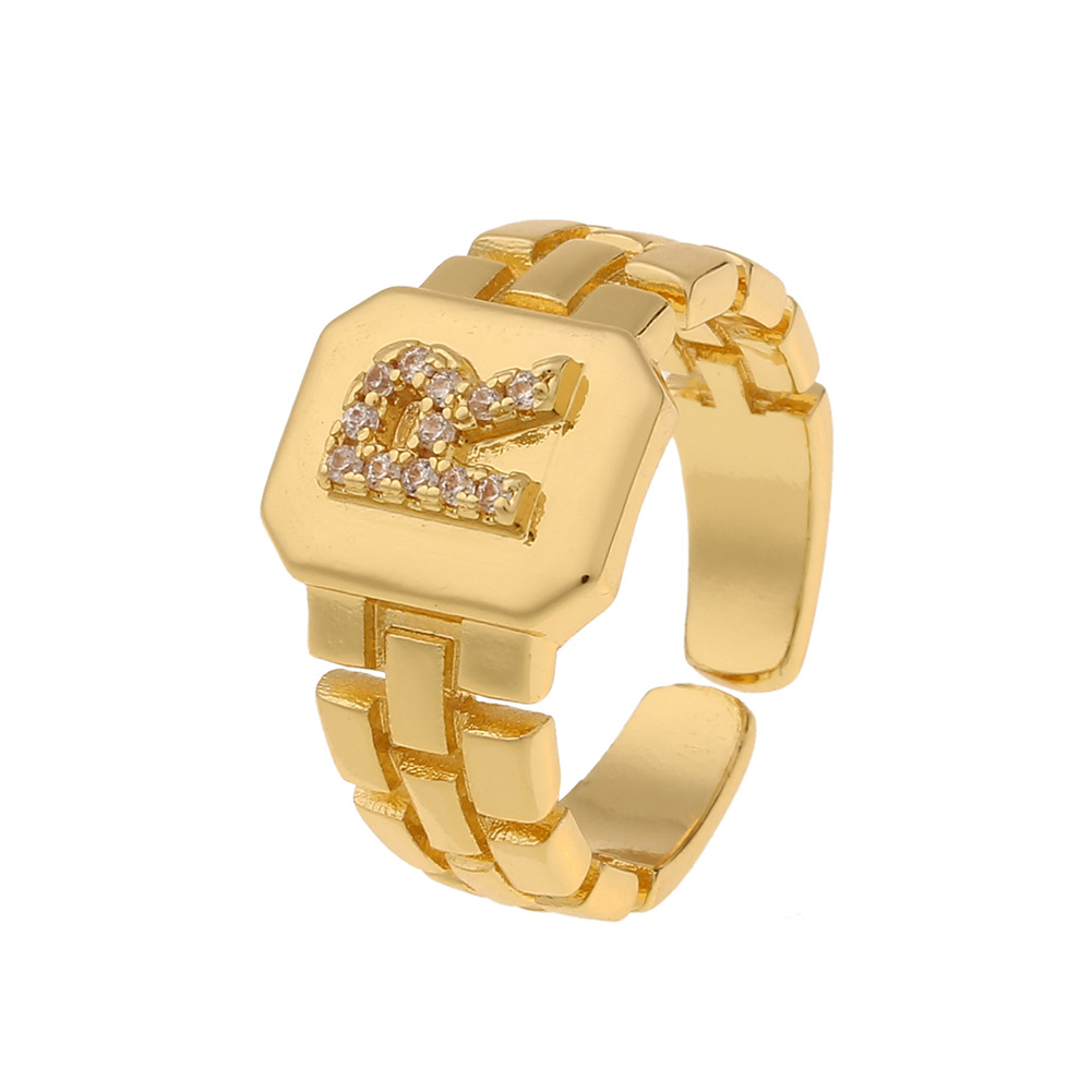 New Fashion Copper-plated 26 English Alphabet Open Ring display picture 13