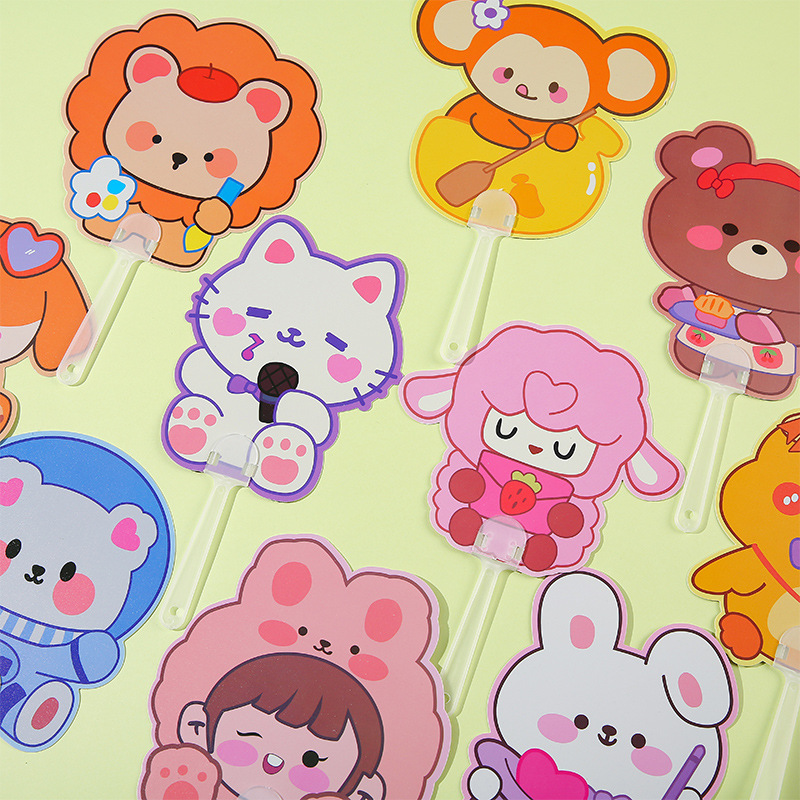Cartoon cute children's handheld summer cool round fan with animals…
