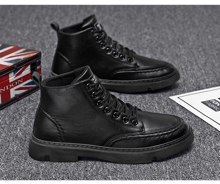 Podzim/zimní boty Martin Ultra Fiber Leather, britský styl, krátké boty, moderní šněrovací pracovní boty,_voghion.com