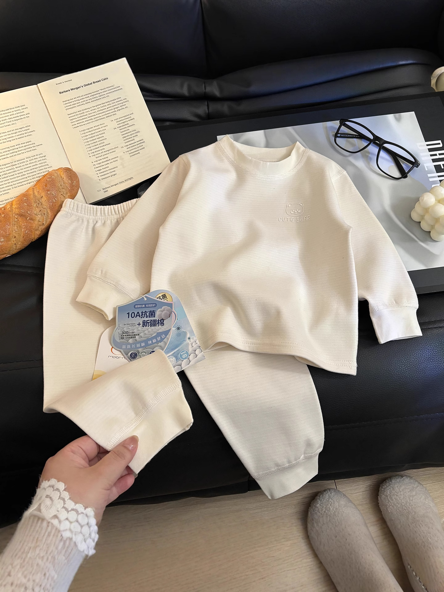 Peso 320 gramos ropa interior infantil algodón elástico sin hueso antibacteriano conjunto de ropa de bebé para hombres y mujeres de clase A engrosado engrosado