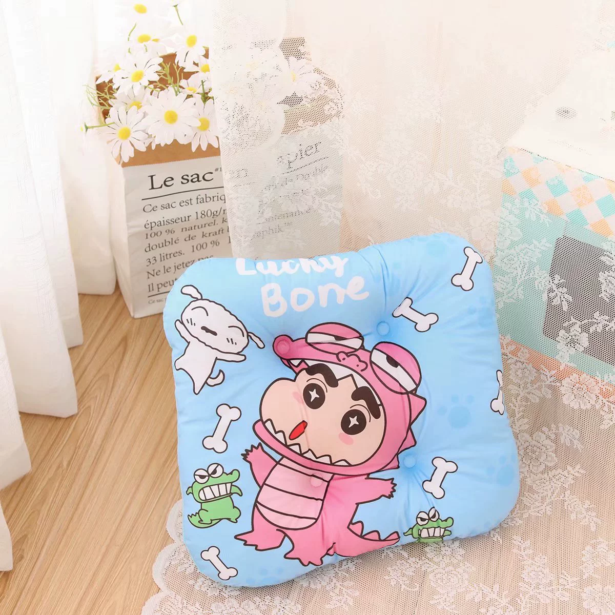 Cartoon pillow, sofa for bedroom, crayons, cloth