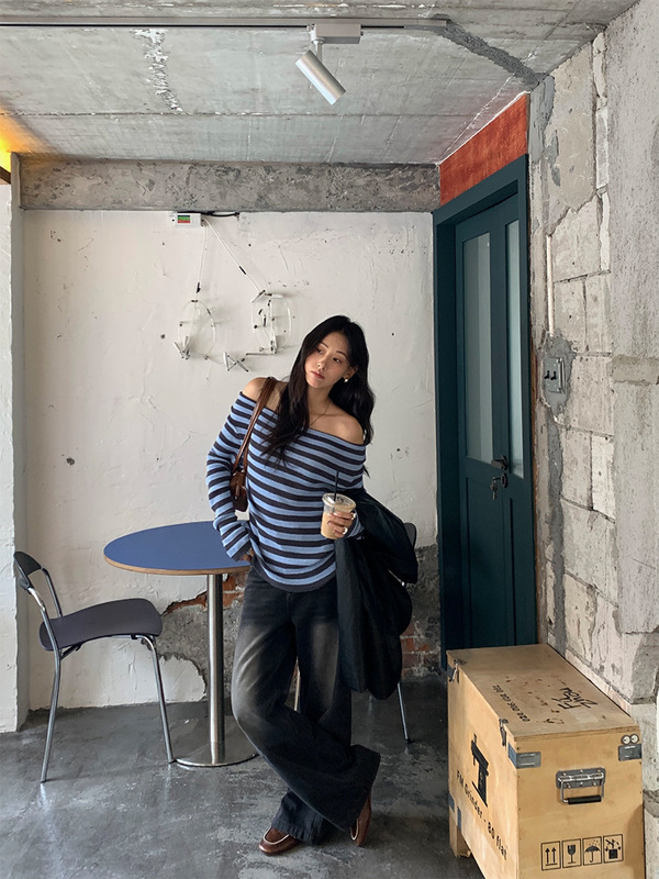 广州黄峥韩系秋季新款黑灰色牛仔裤女廓形直筒复古做旧洗水530062|undefined