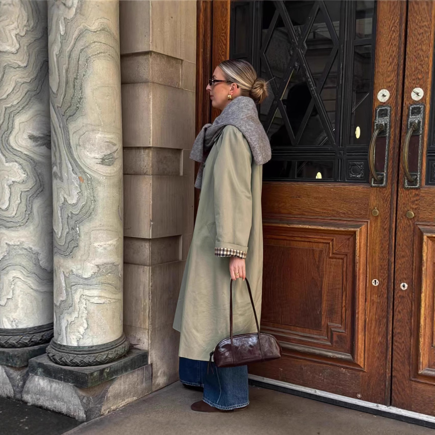 European and American Style Trench Coat for Women, New Spring and Autumn Japanese Style, Simple Loose Fit, Petite Mid-Length Coat