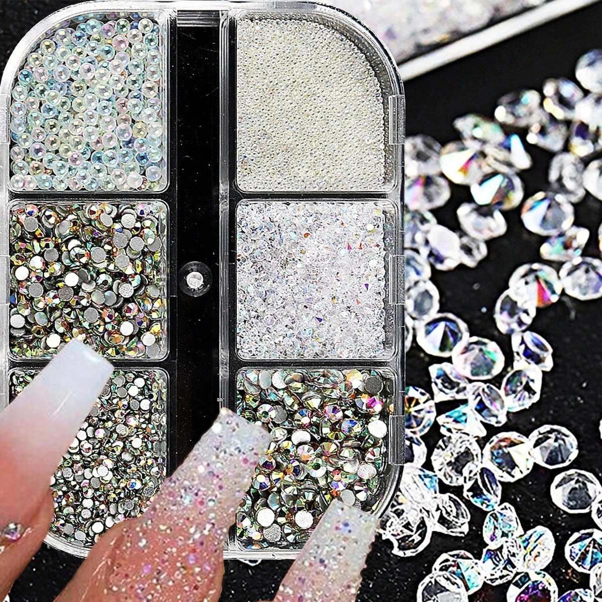 Cruz-frontera popular remache de uñas joyería no se desvanece mezclado 6-rejilla de metal largo hueco estrella Luna decoración de uñas