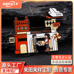 Customized Metal Enamel Fridge Magnets, Cultural and Creative Gifts for Scenic Spots, Corporate Ip Creative Enamel Badges and Lapel Pins