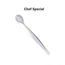 主厨试味勺 不锈钢摆盘创意厨师摆盘工具 二合一镊子勺两用工具跨