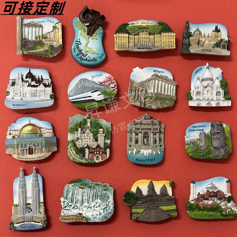 New three-dimensional resin magnetic refrigerator stickers for tourist attractions around the world tourism souvenir manufacturers