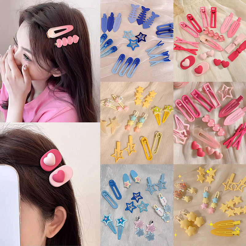 Niña corazón rosa amor horquilla dulce y linda pinza de pico de pato de cabello roto frente flequillo lateral horquilla accesorios para el cabello para niños