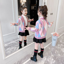 女童秋裝毛衣開衫新款2022韓版洋氣兒童針織衫中童裝長袖上衣外套