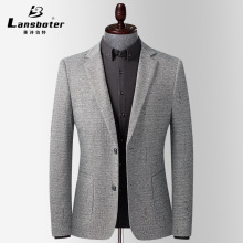 春秋厚款西装针织弹力提花西服男士中青年西服修身免烫休闲单西男