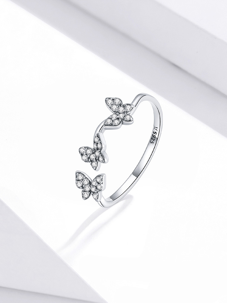 Fashion Geometric Butterfly Sterling Silver Plating Zircon Rings