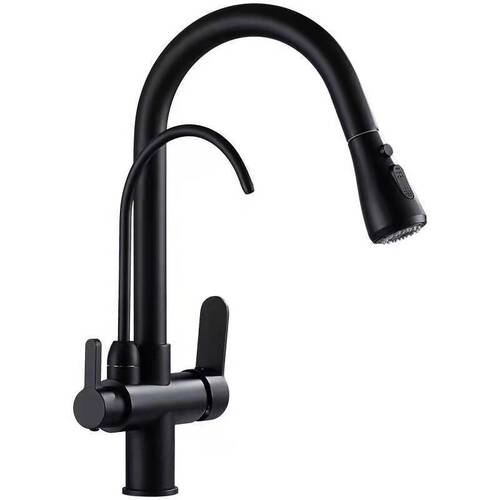 All-copper kitchen faucet pull-out hot and cold drink three-in-one pure water sink vegetable basin faucet three-use