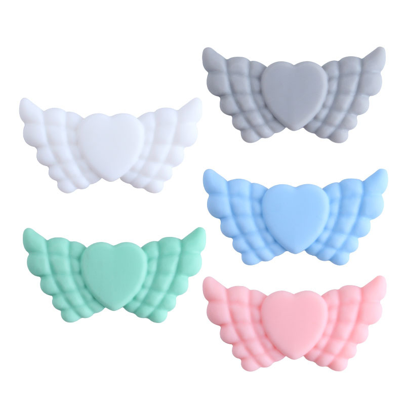 Creativo DIY bebé suministros Ángel amor alas de silicona joyería bebé chupete cadena molar teether pulsera Accesorios
