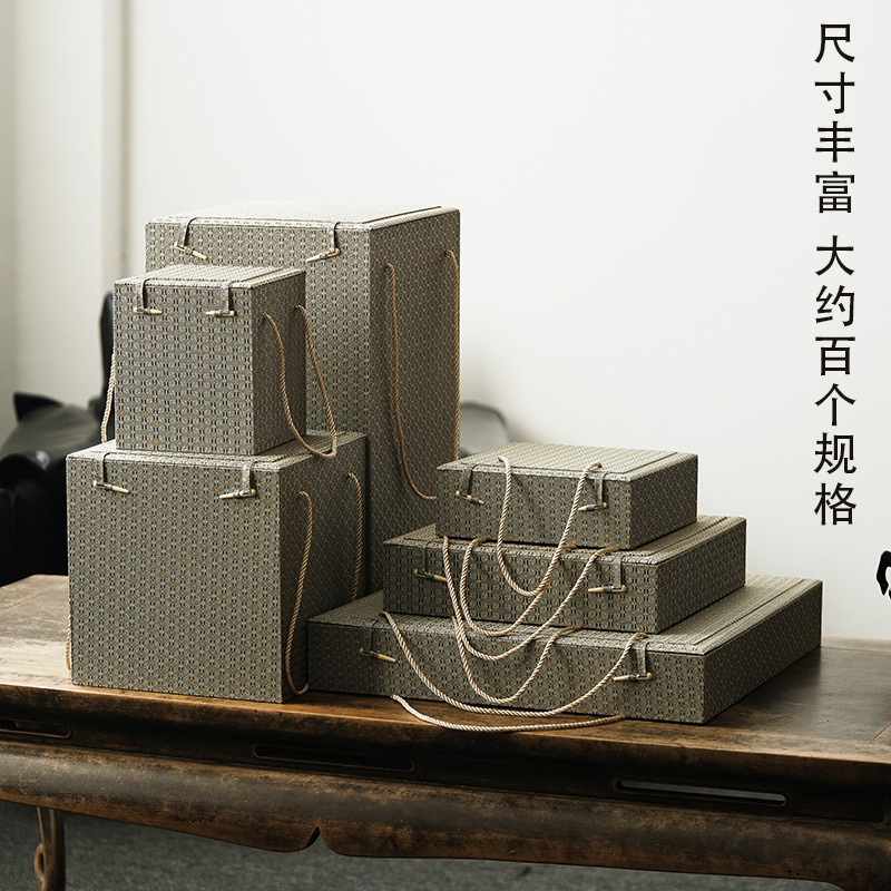 宋锦布锦盒 复古风紫砂雕塑杂件茶盘挂盘大件铜银器收纳包装盒